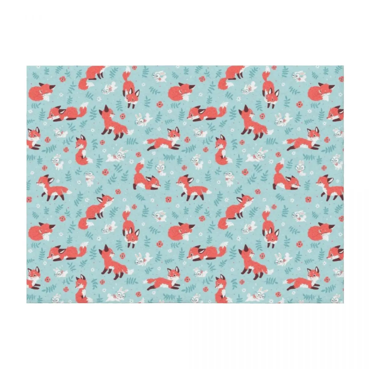 

Fox and Bunny Pattern Throw Blanket Sofa Throw Warm Comforter manga Blankets