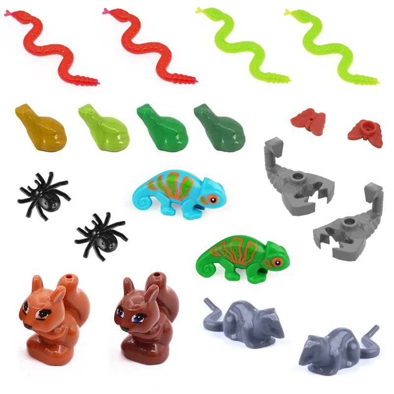 Reptile Insect Animal MOC Building Blocks Zoo Bricks Toys Chameleon Snake Spider Ant Mouse Frog Scorpion Compatible With LEGO