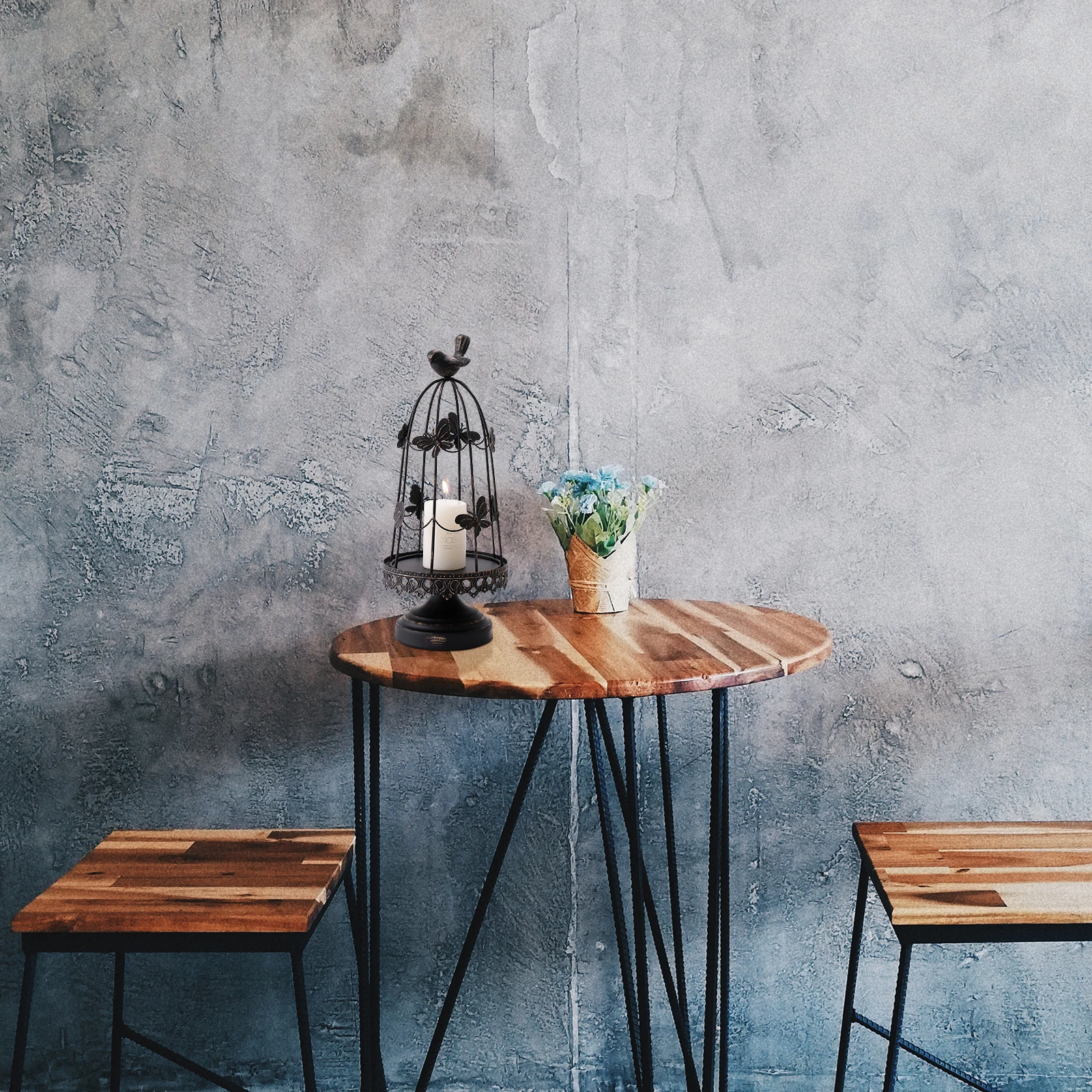 

Vintage Bird Cage Holder Metal Craft Decorative Candlestick for Home Wedding Party Table Desktop Adorn Table Decor