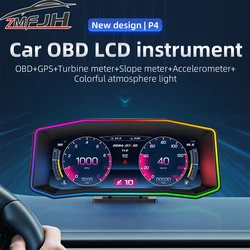 P4 Head Up Display OBD+GPS Dual System Digital Speedometer Tachometer Overspeed Alarm Voltage Water Temp On-board Computer