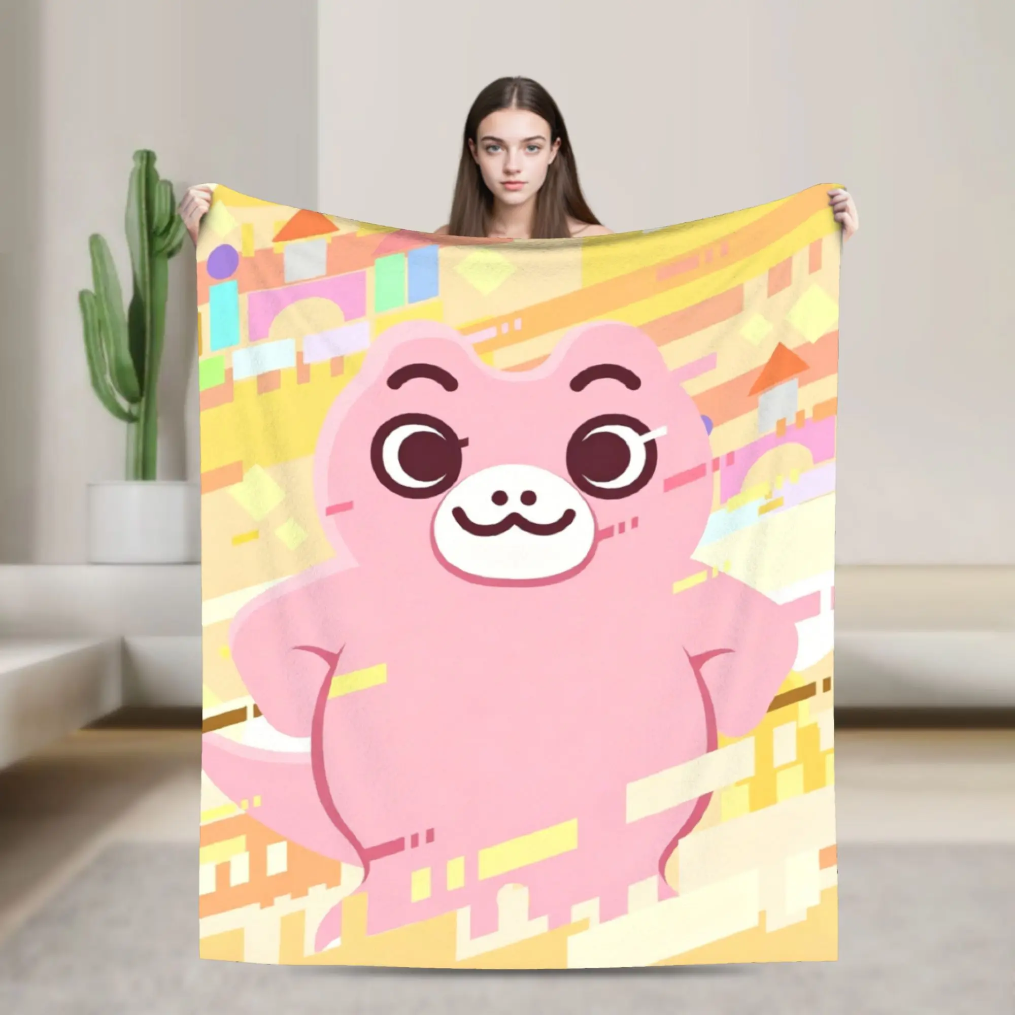 Chibi Monster Raids Again Flannel Throw Blanket Cute Blankets for Bedding Travel Soft Bed Rug