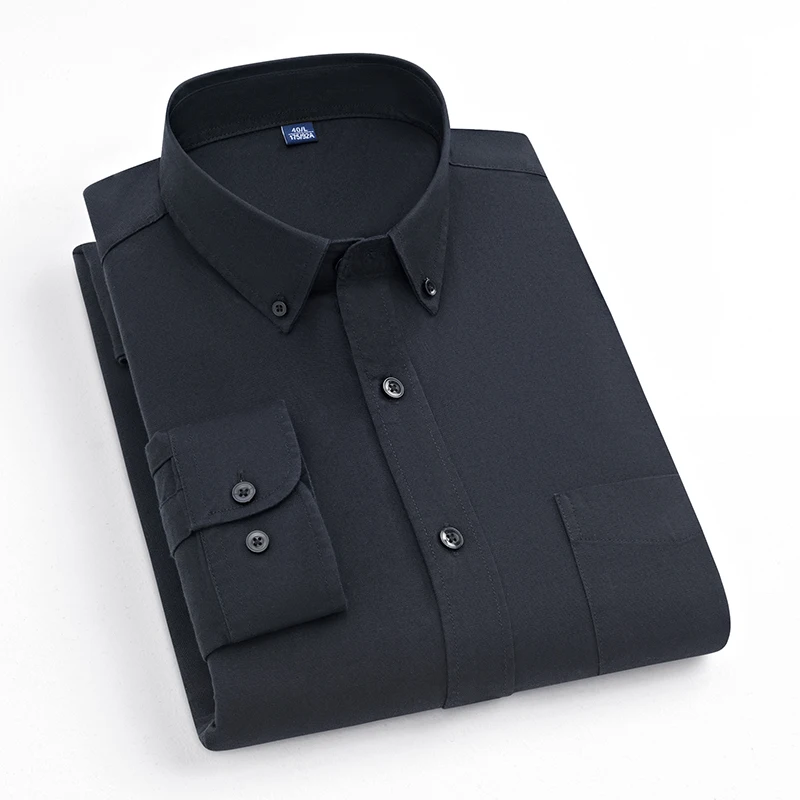 New in shirt hight quality elastic oxford cotton long sleeve shirts for men slim fit formal plain shirt elegant white clothes