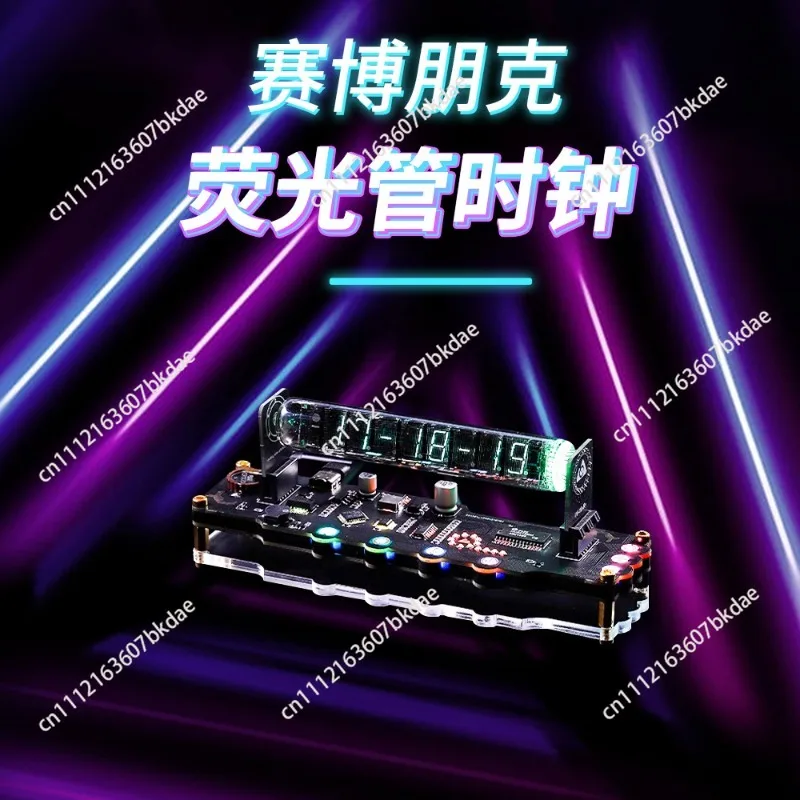 Fluorescent Tube Clock Cyberpunk RGB LED Nixie Table Display 5V With Touch Keys