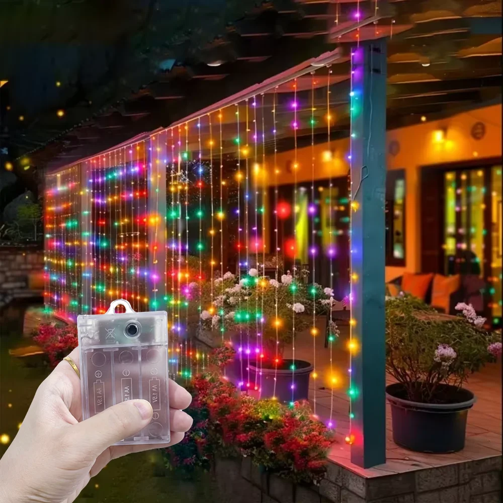 

Battery Power Outdoor 2026 Valentine's Day Eid Mubarak LED Curtain Light String Fairy Ramadan Bedroom Decoration Home Decoration