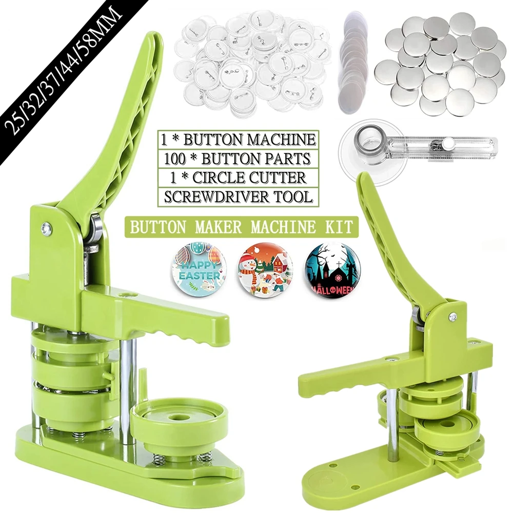 Badge Pin Button Maker Machine DIY Pins Making Kit Easy to Use Out of Box and Come with Accessories 100pcs Button Parts