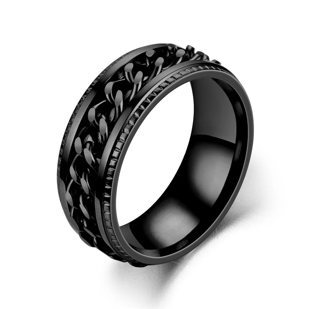Mode 8mm Spinner Ring Voor Mannen Vrouwen Rvs Cubaanse Ketting Spinner Fidget Band Release Angst Ringen Sieraden groothandel