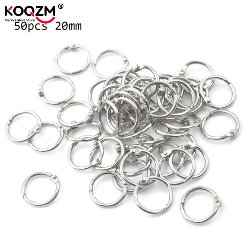 50Pcs Metal Ring Binder Staple Book Binder Albums Loose-leaf Book Hoops 15-80mm Loose Leaf Ring Keychain Office Binding Supplies