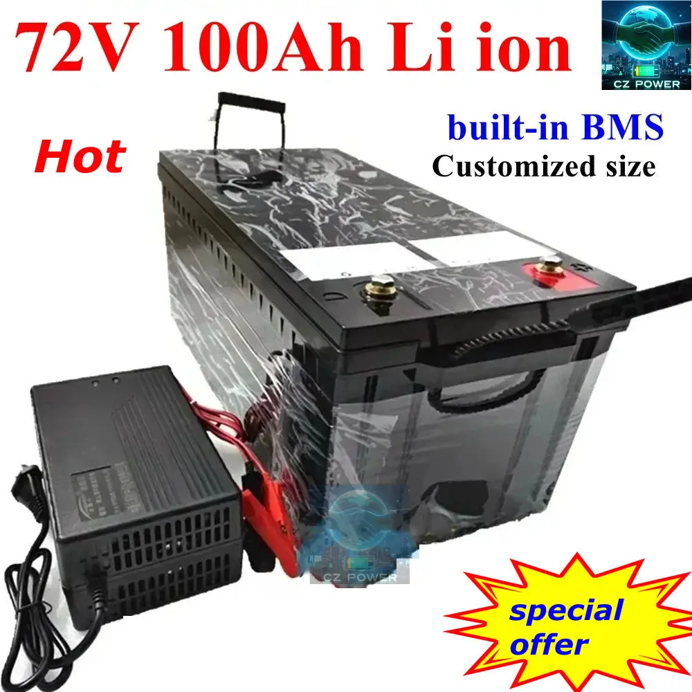 

CZ-special offer lithium 72V 100Ah avec BMS pour scooter 7000W 14KW AGV démo Go Cart Skateboard Energy storage + charger 10A