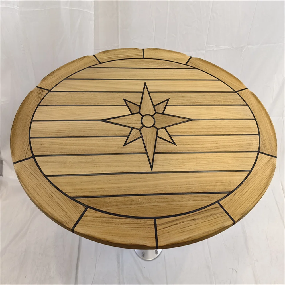 

Boat Oval Teak Table Top 600x800mm,23.6x31.5 Inch Ellipse Star Inlay Marine Yacht RV TE6080