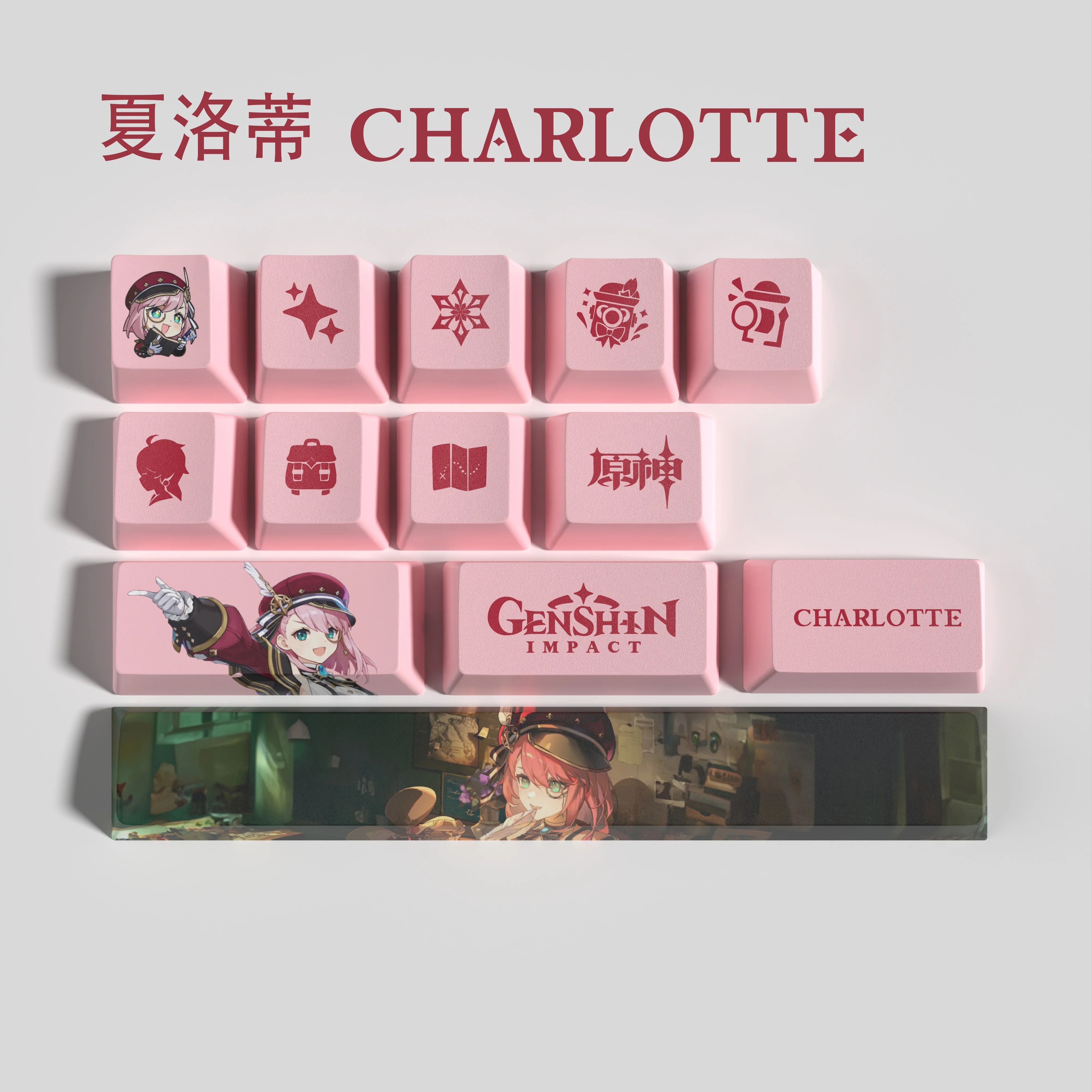 CHARLOTTE New design Genshin impact keycaps  OEM Profile 14keys MINI SET PBT dye sub keycaps