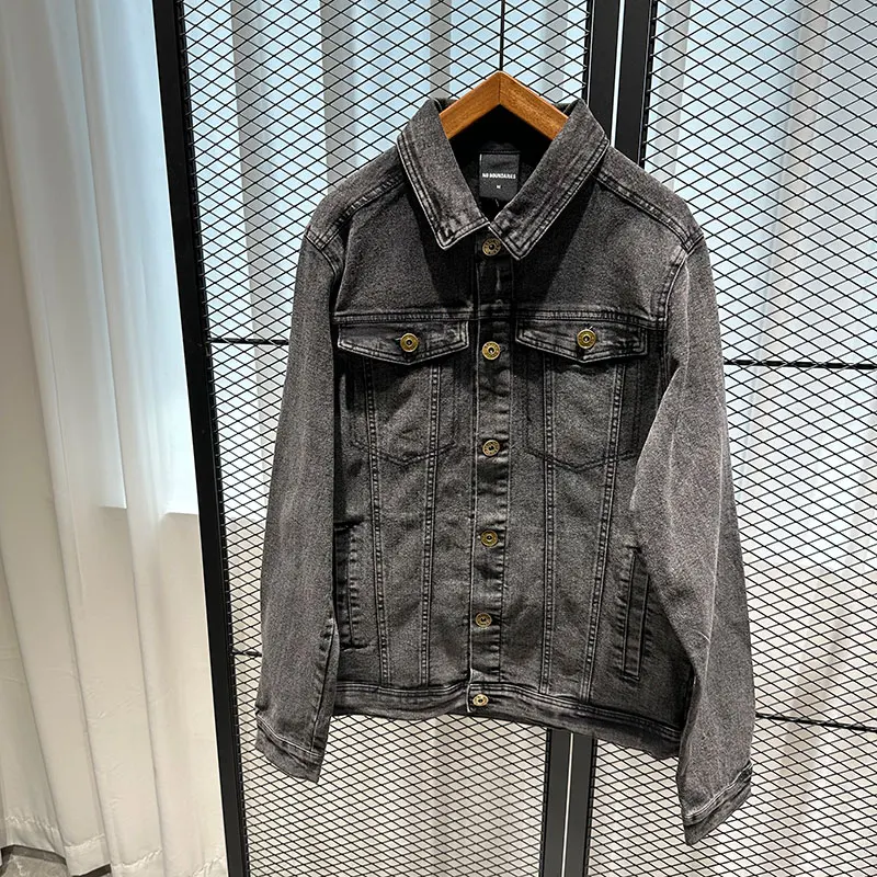 

Faionable Urban ort Sle, мужская джинсовая куртка, весенне-осеннее облегающее винтажное пальто с талией, молодежное длинное пальто с воротником-стойкой