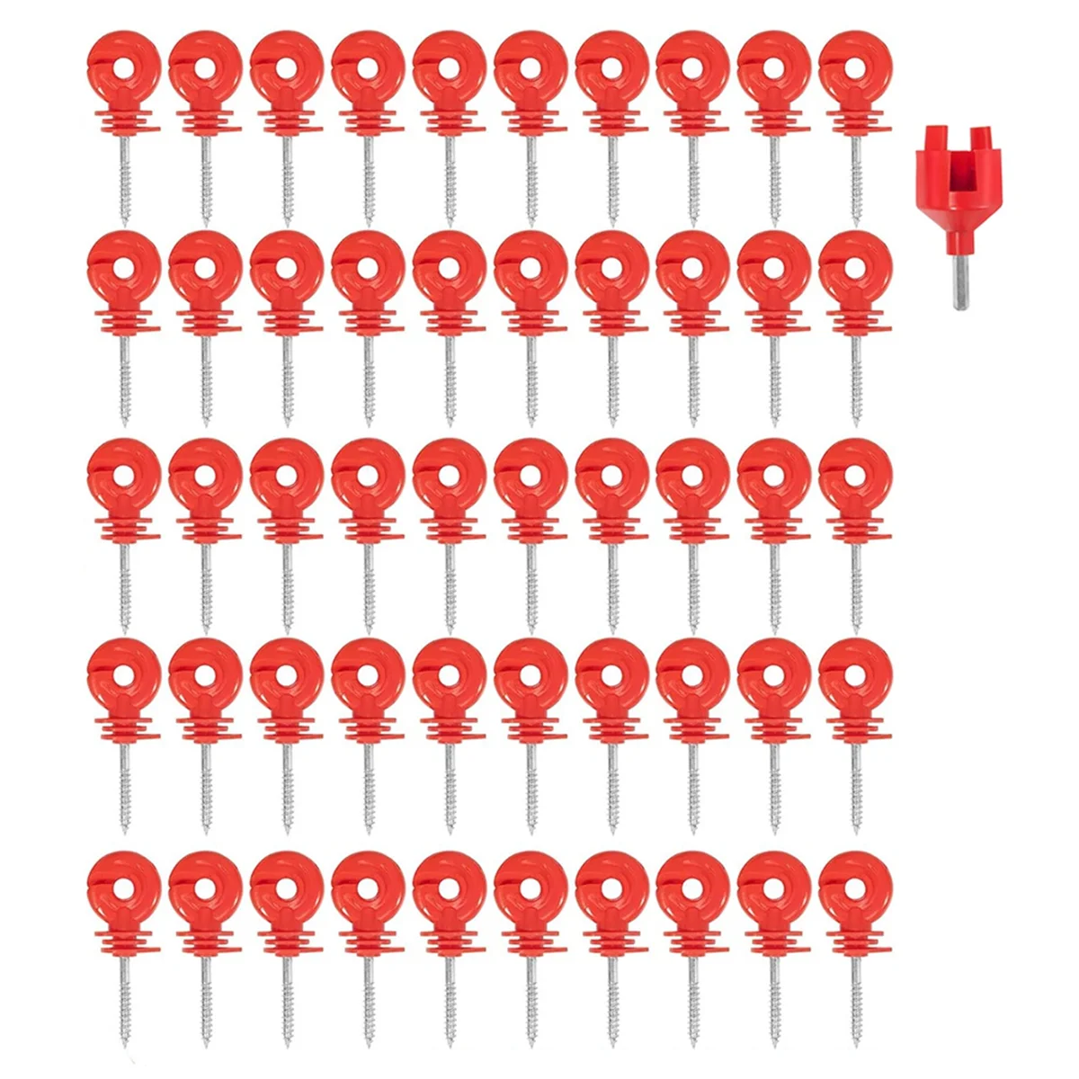 

Electric Fence Insulator Screw-in Insulator Fence Ring Post Wooden Post Insulator with Insulator Socket Tool,50PCS,A