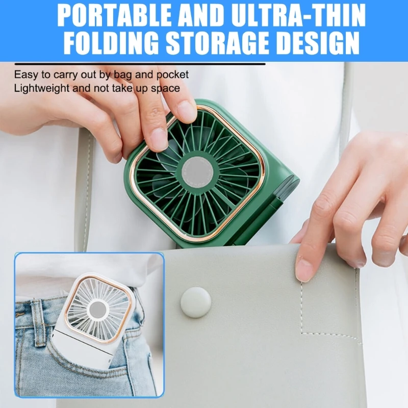 Портативный USB-вентилятор Складной 3-скоростной перезаряжаемый вентилятор Встроенный аккумулятор емкостью мАч
