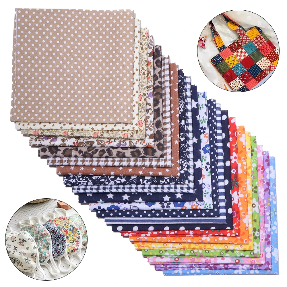 7 unids/lote de tela de algodón de 25mm y 7 colores, tela de tejido liso para hacer joyas, manualidades DIY, suministros de costura