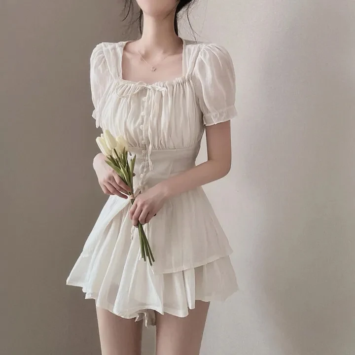 

Летний шикарный комплект: рубашка с рукавами-фонариками, шорты с высокой талией и широкими штанинами, модный комплект с квадратным воротником, дышащий и легкий