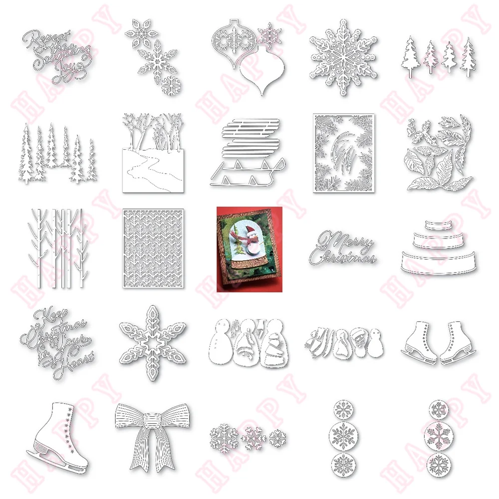 Corte de metal morre decorações de natal e atividades de inverno diy artesanato fazer cartão de felicitações scrapbook diário modelo de gravação