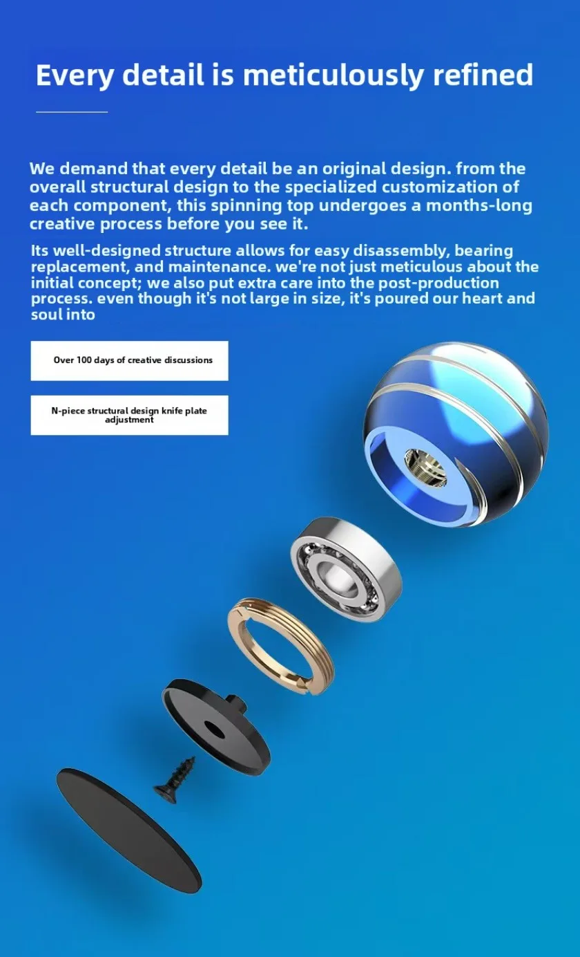 Neues Stressabbau-Spinngerät für Erwachsene bringt Glück mit Fingerspitzen-Gyroskop, Metallspielzeug, Desktop-Legierung, dynamischer Kreisrotator