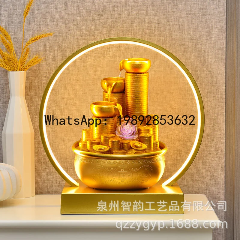 CZ Ceramic Fountain Water Flow Ornament Wealth-Enhancing Humidifier Fish Tank Living Room Office Decoration