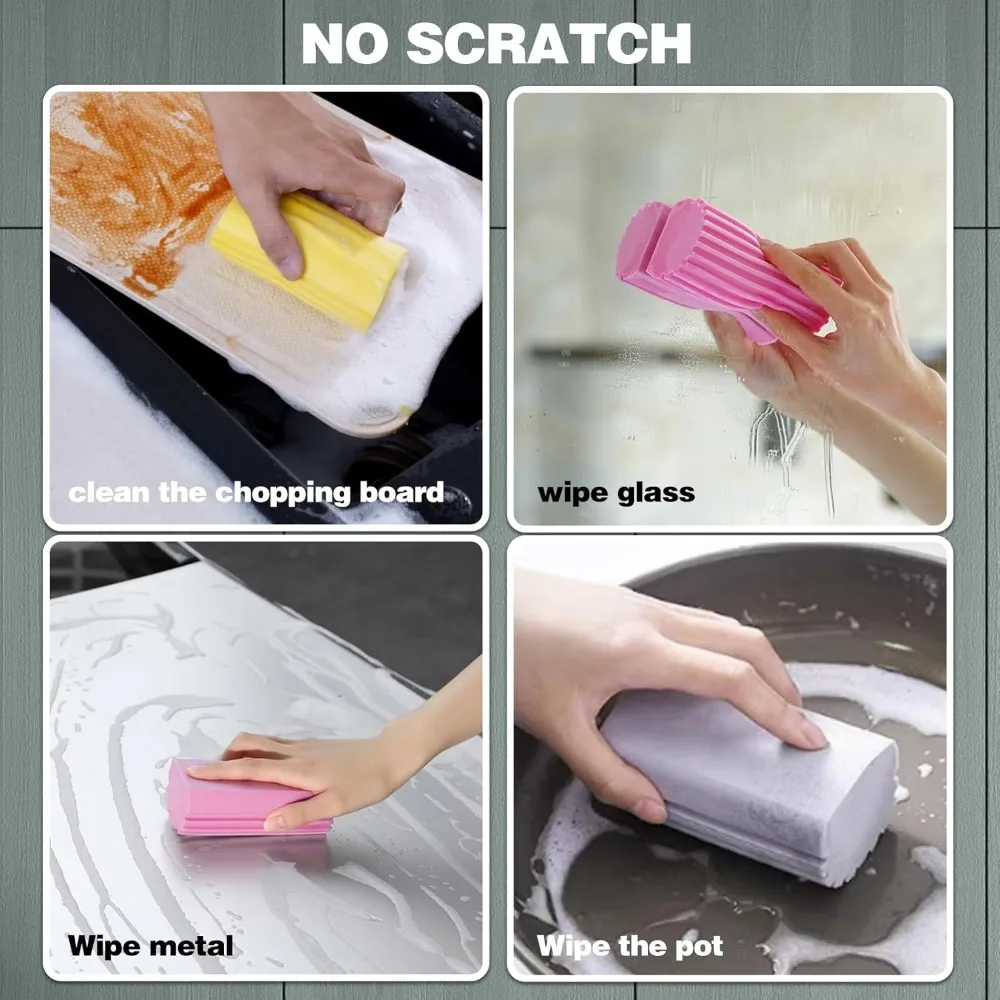 Reusable Sponges for Powder ,Damp Clean Duster Sponge for Cleaning Blinds Glass Mirror  6 PCS of Gray, Yellow, Pink