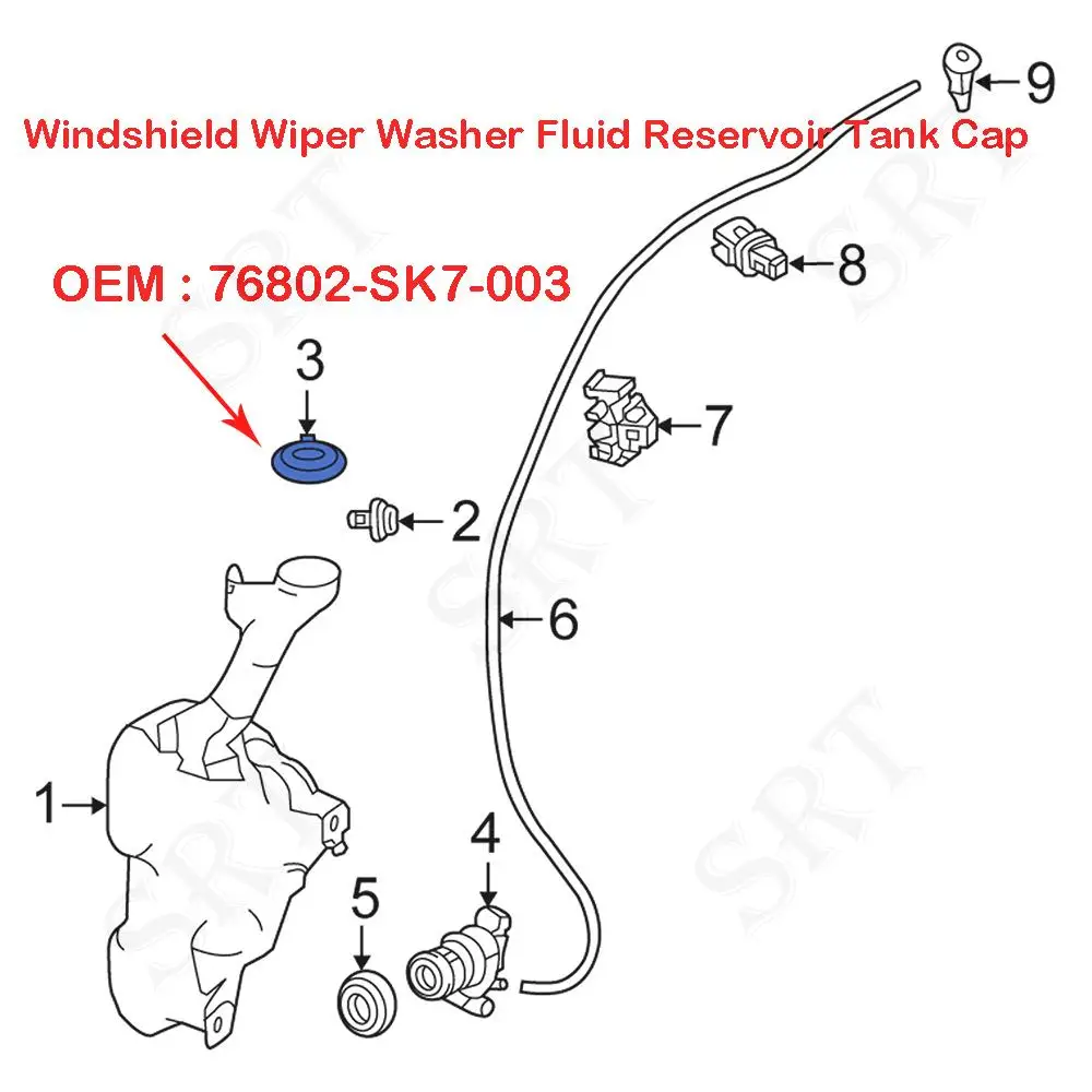 76802SK7003 Fits for Honda Accord HRV City Civic 2013-2018 Car Accessories Windshield Wiper Washer Fluid Reservoir Tank Cap