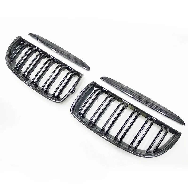 

Решетка переднего бампера с двойными рейками из углеродного волокна для 3-й серии E90 E91 2005-2007 гг., автомобильный экстерьер