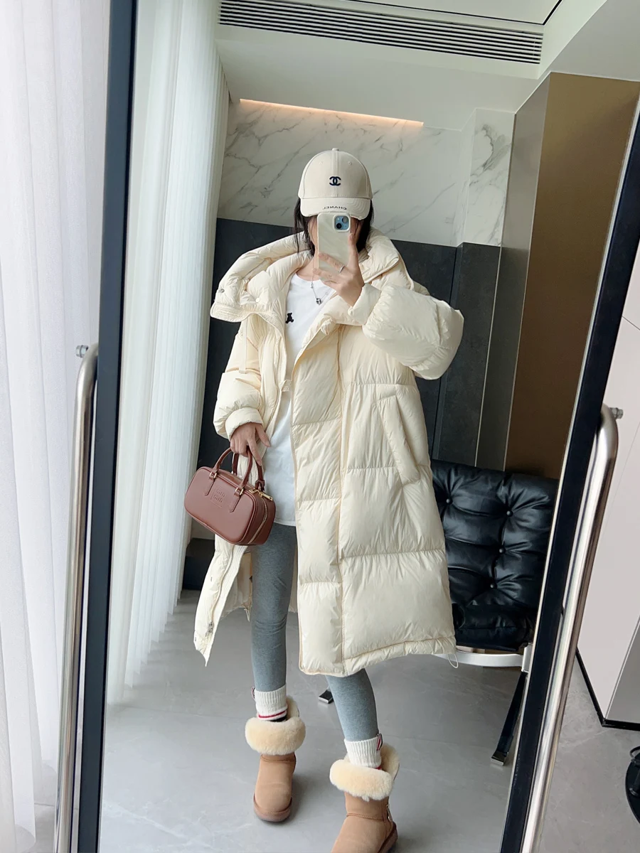 

Long Hooded down Jaet Women's 2025 Winter New Korean Version Loose Super Soft White Du Feather Jaet Commute Sle