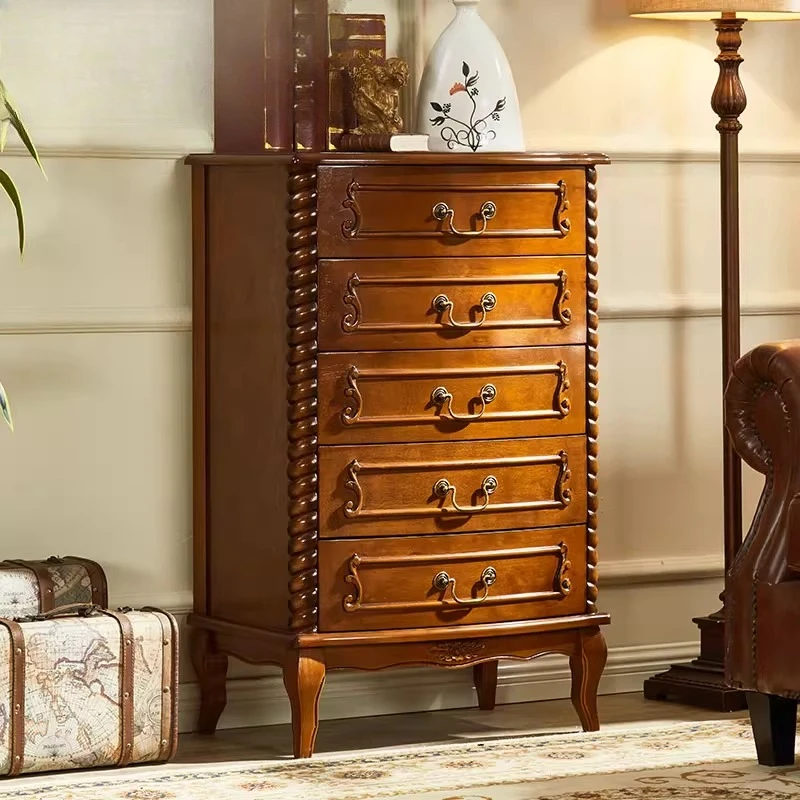 

Solid wood chest of drawers, bedroom storaget, bedside locker, American retro chest of drawers, living room chest agains