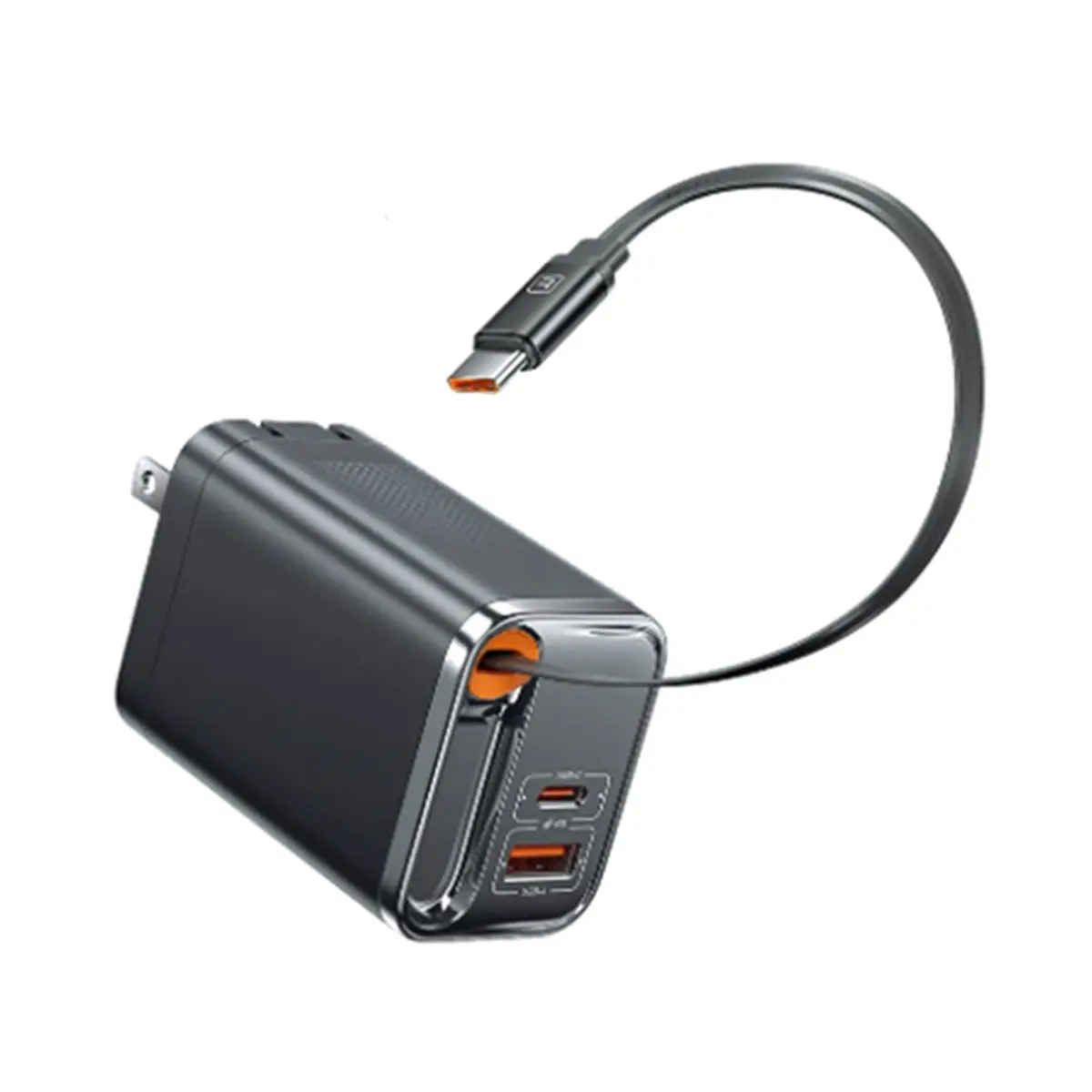 US 67W GaN USB TYPE-C Charger with Retractable Type C Cable PD3.0 SFC2.0 Fast Charger 【A74Z Miuai】