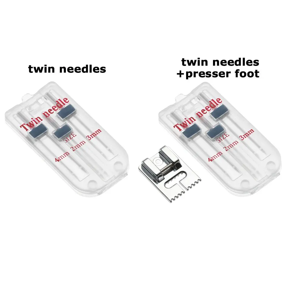 Kit 2/90 3/90 4/90 Double Stitch 3 Sizes Twin Needles Wrinkled Presser Foot 9 Grooves Sewing Machine Fittings