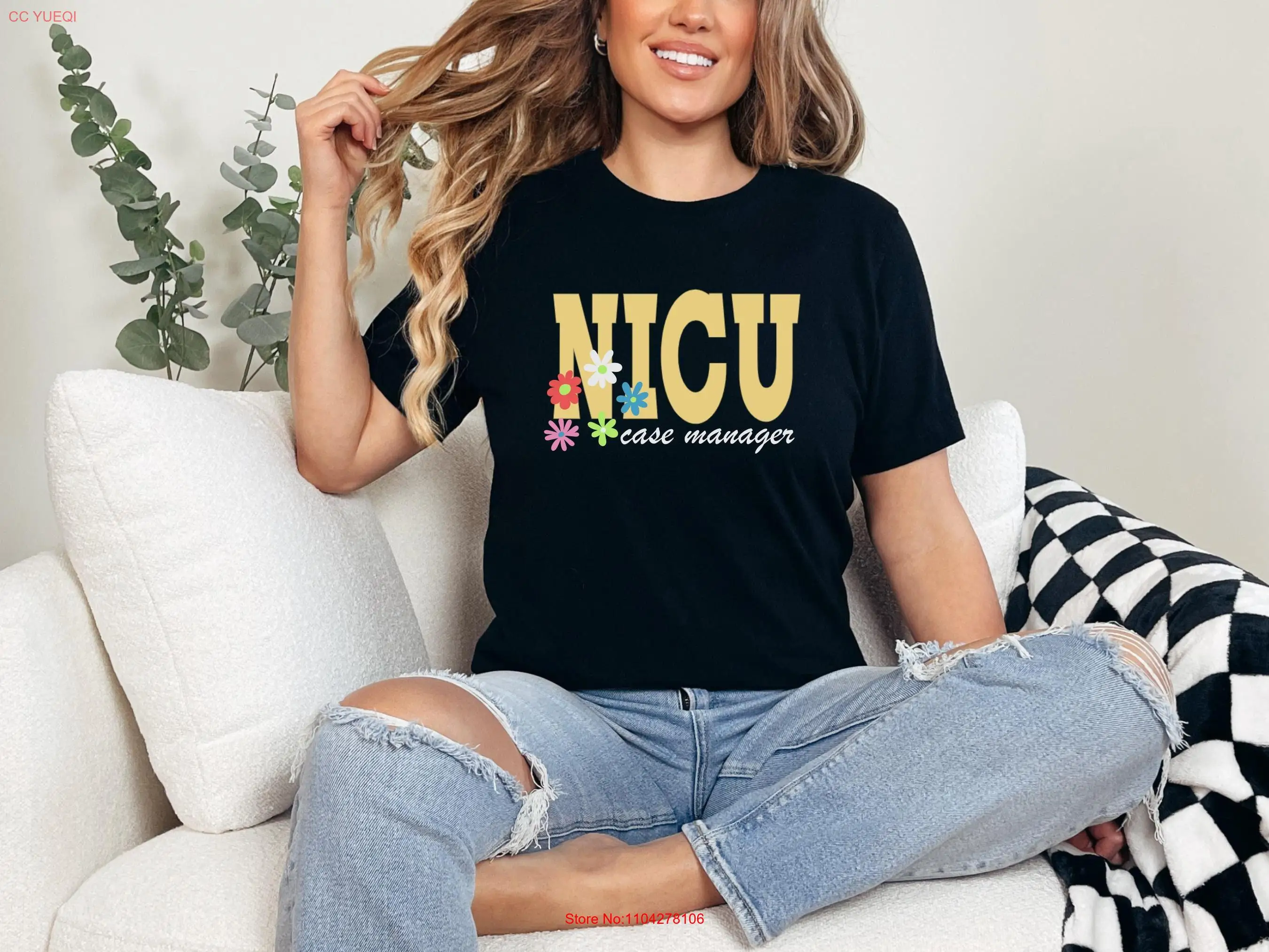NICU Floral Case Manager T Shirt Healthcare Worker Nurse Appreciation Medical Professional Top Hospital Staff Apparel