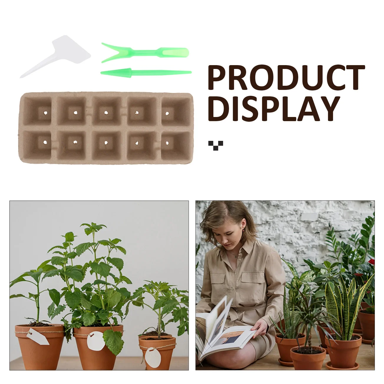 

1 set Pulp Flower Pot Set Gardening Nursery Starter Cells Plant Transplant Germination Planter for Vegetables Flowers Moisture