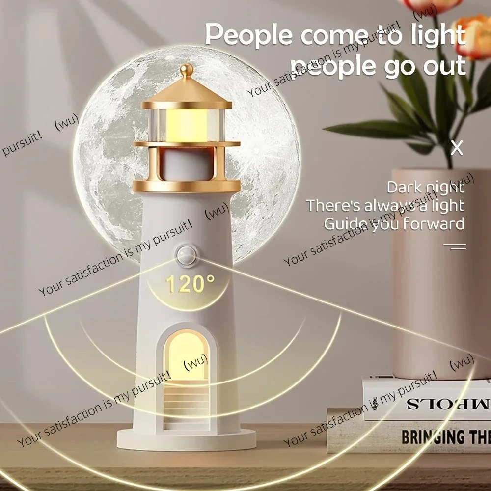 Moon Projection Lighthouse Night Lights Motion Sensor Dimmable Timing Ambient Night Lamp Bluetooth Music Christmas Birthday Gift