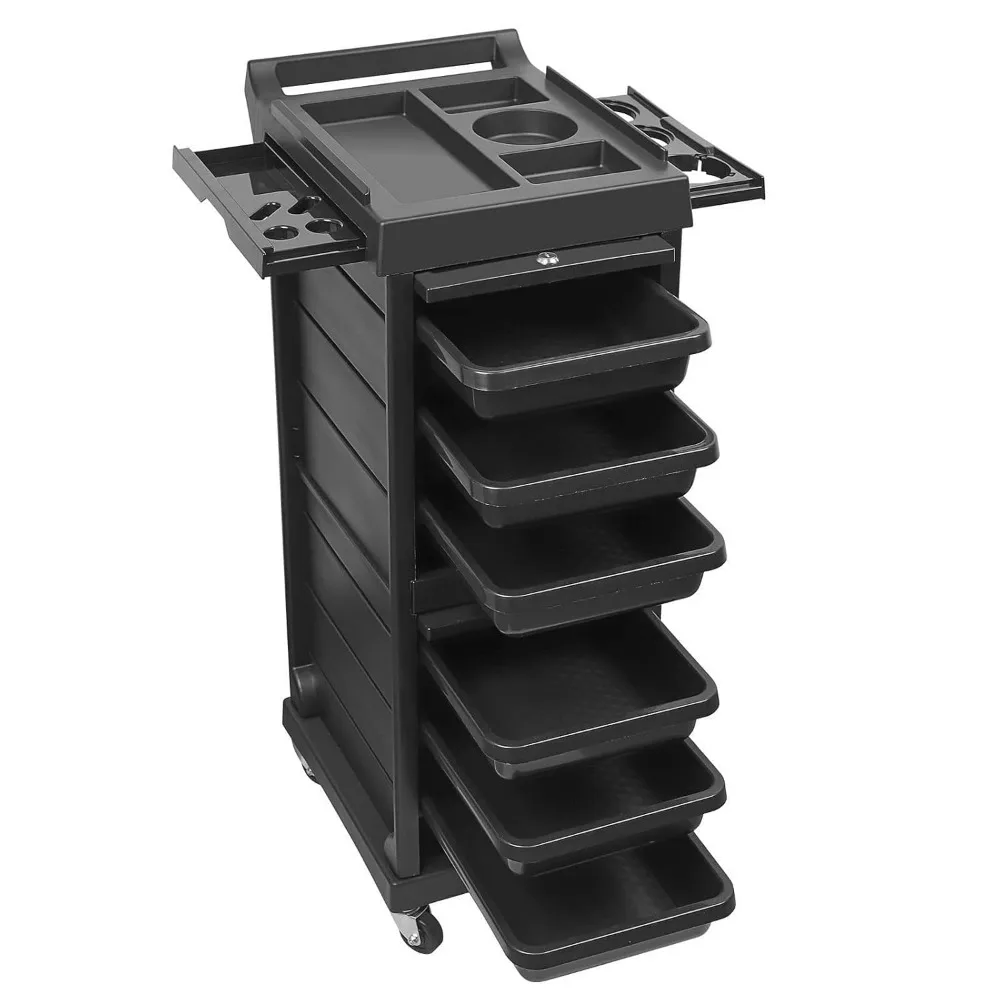 

Salon Trolley with 4 Universal Wheels, 3FT Hair Storage Cabinet Barber Organizer Tool Multi Drawers Rolling Cart