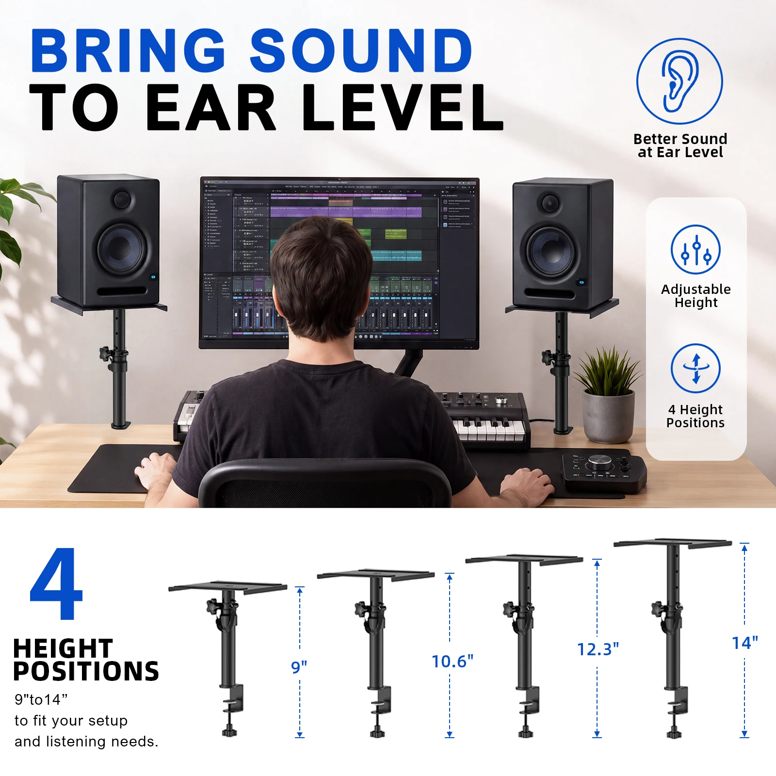 Set of 2 Desktop Clamp Speaker - Desk Setup With 2 Monitors ulasan dan harga