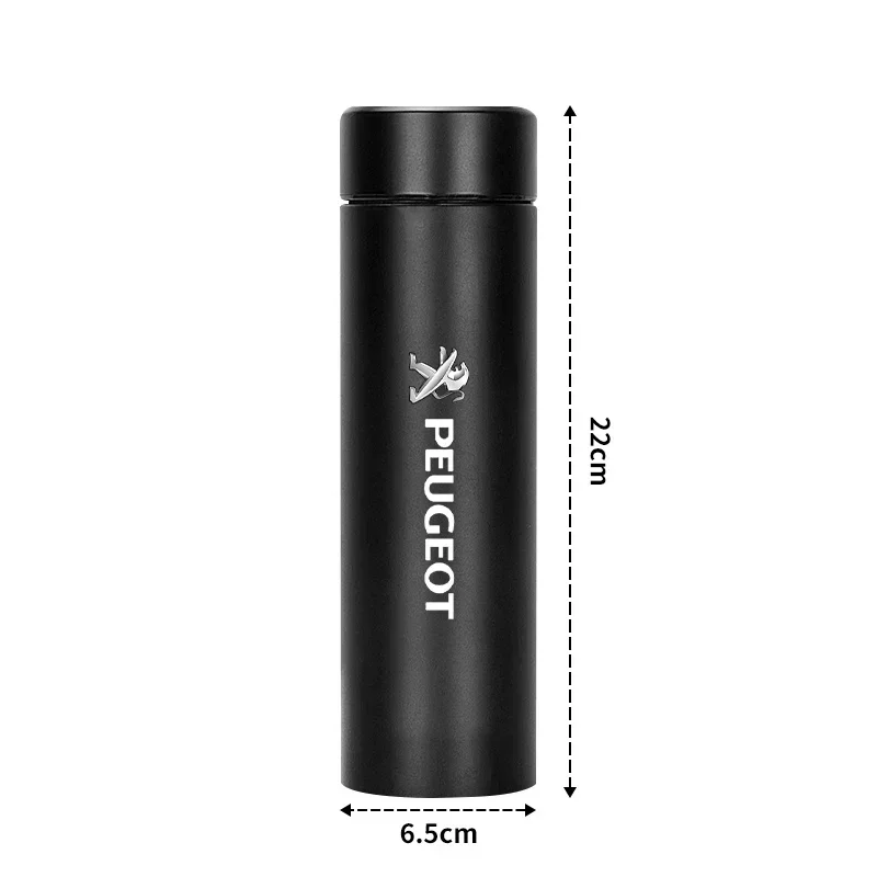 

500ML Intelligent Thermos Bottle Temperature Display Stainless Steel Auto Accessories For Peugeot 3008 2008 206 207 5008 4008
