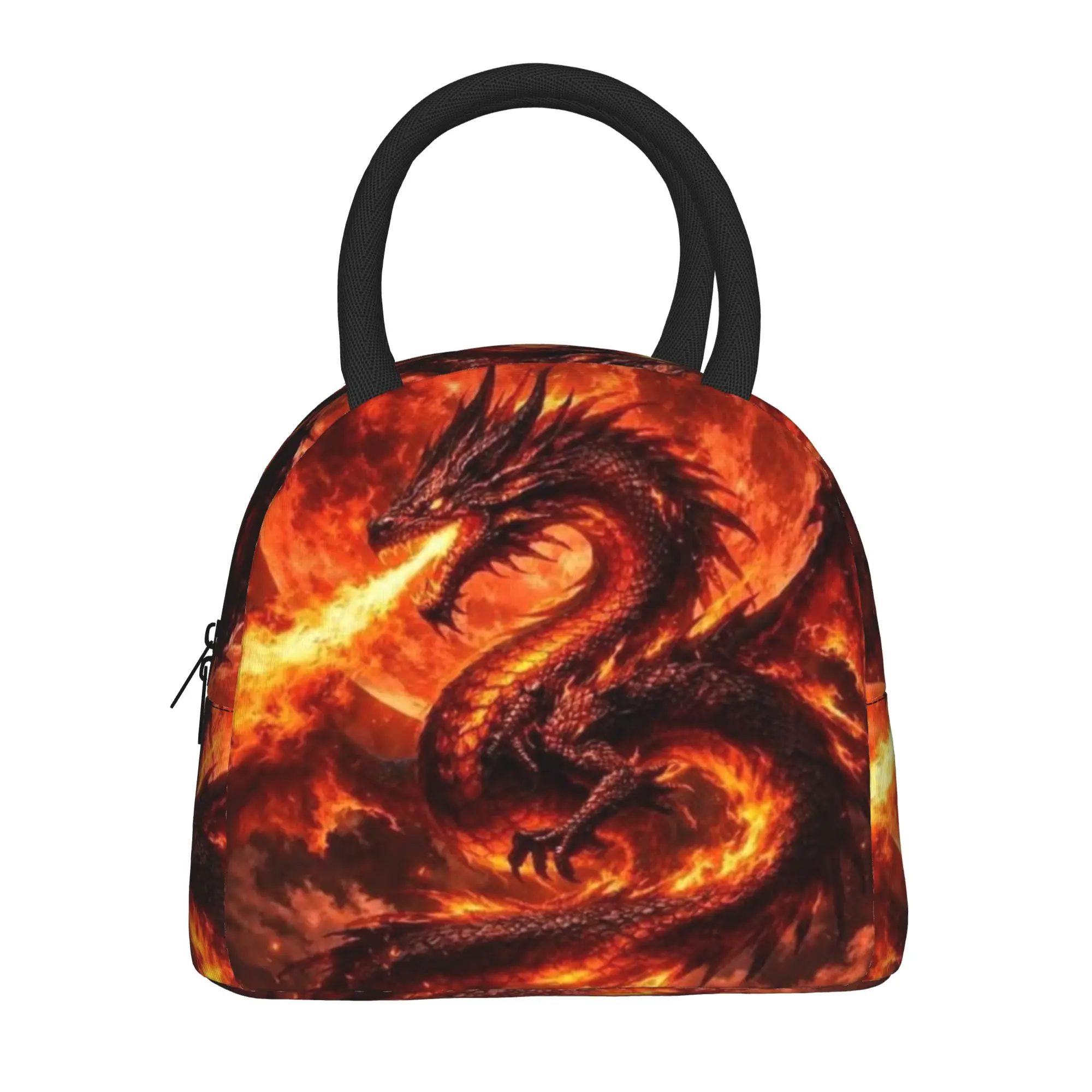 Back to school season  Food Bag Blood Moon Fire Dragon Fantasy Large Capacity Casual Personalised Food Organizer Lunch Bag