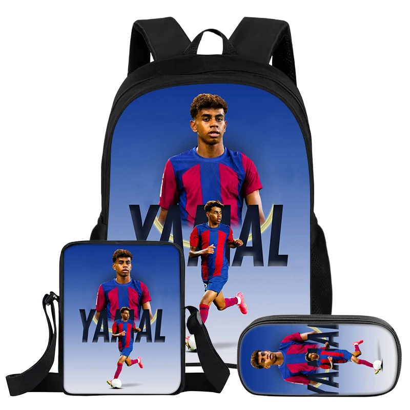 3Pcs Set Backpack L-Lamin Yamal Kids Student School Football Star Rucksack Best Gift Shoulder Bag Pencil Bags Bookbag image 3