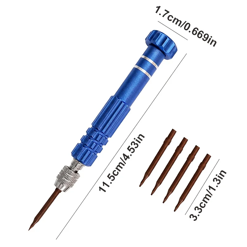 1Pc 5‑in‑1 Screwdriver Handle with 5 Replaceable Bits, Mini Repair Tool for Phone Glasses Clock & Electronics