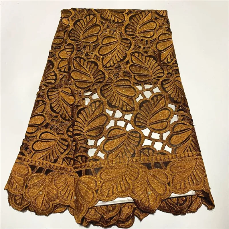 

5 yard high quality Dry lace fabric heavy beaded Embroidery African 100% cotton Swiss voile lace popular Dubai style PSJF42901