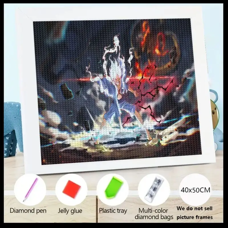 

1 шт., аниме One Piece Monkey D. Luffy Gear 5, алмазная живопись, 5D, полная дрель, экшн-сцена, искусство, сделай сам, большой набор для рисования драгоценных камней, кристалл Di