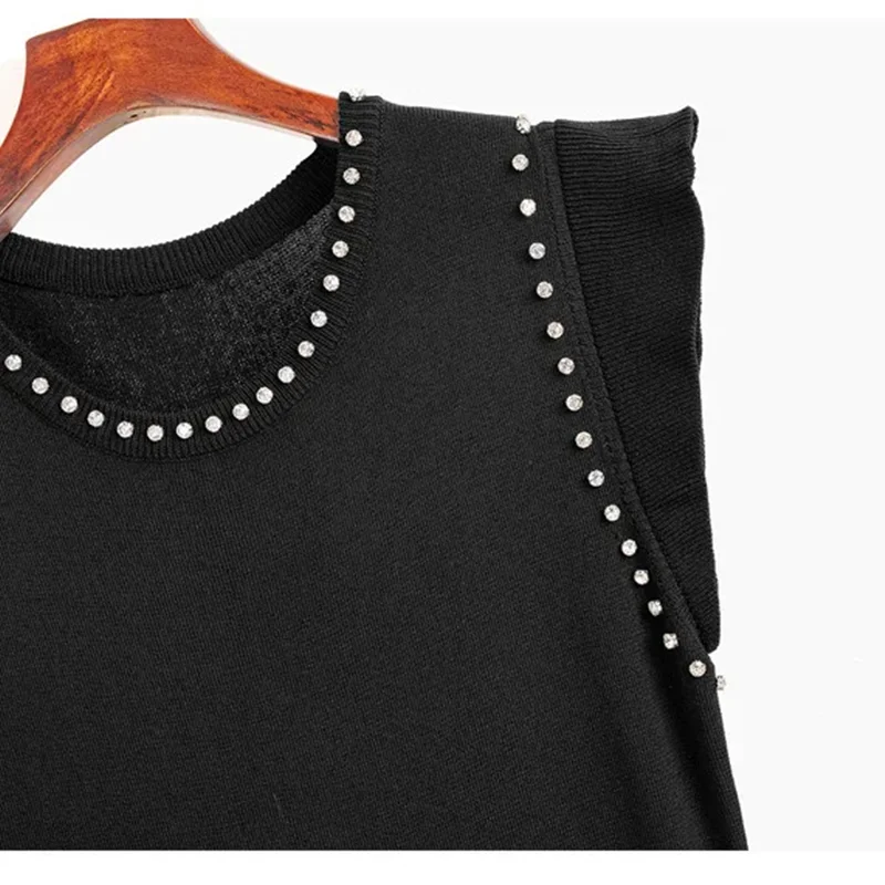 New Summer Women\'s Sleeveless Dress Elegant Fashion Casual Black A-line Skirt