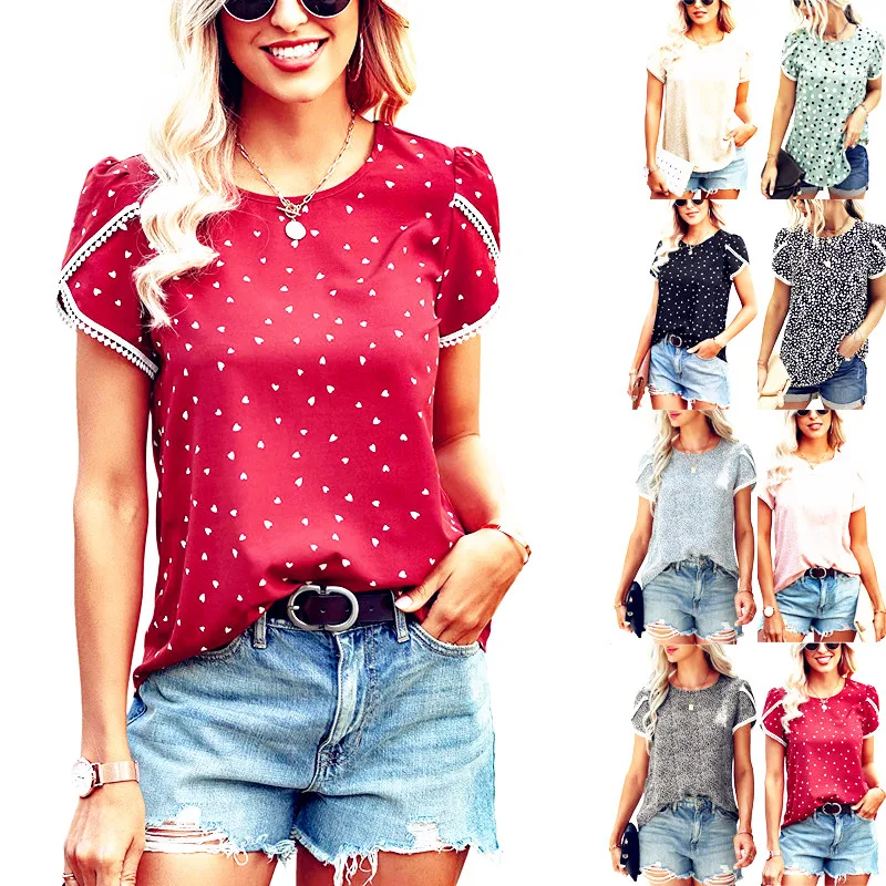 Women Summer Tops Tees Sexy Vintage Tassel Ruched Short Sleeve Shirt Ruffles T Shirts Loose Casual Tees