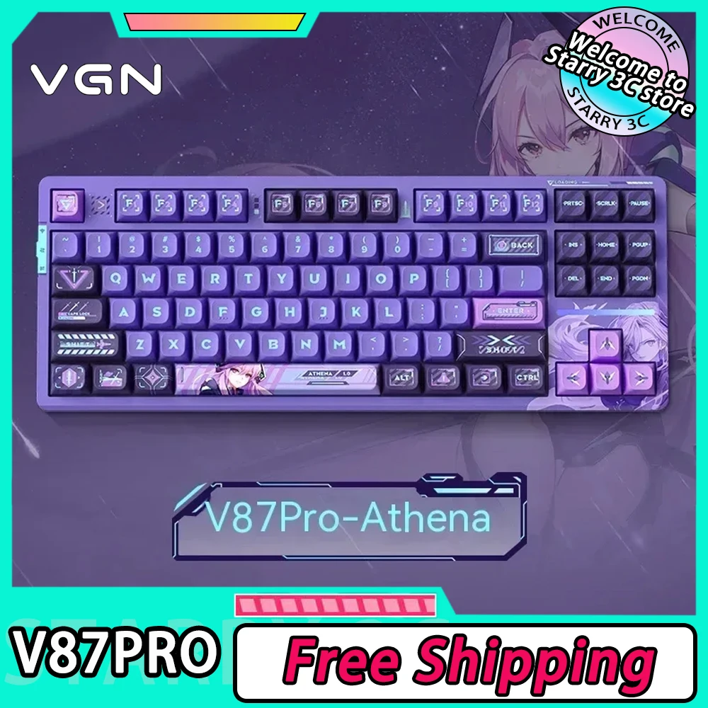 teclado mecanico modo rgb hot swap jogos dinamicos junta do teclado pbt keycaps pc gamer ergonomico office win vgn v87pro 01