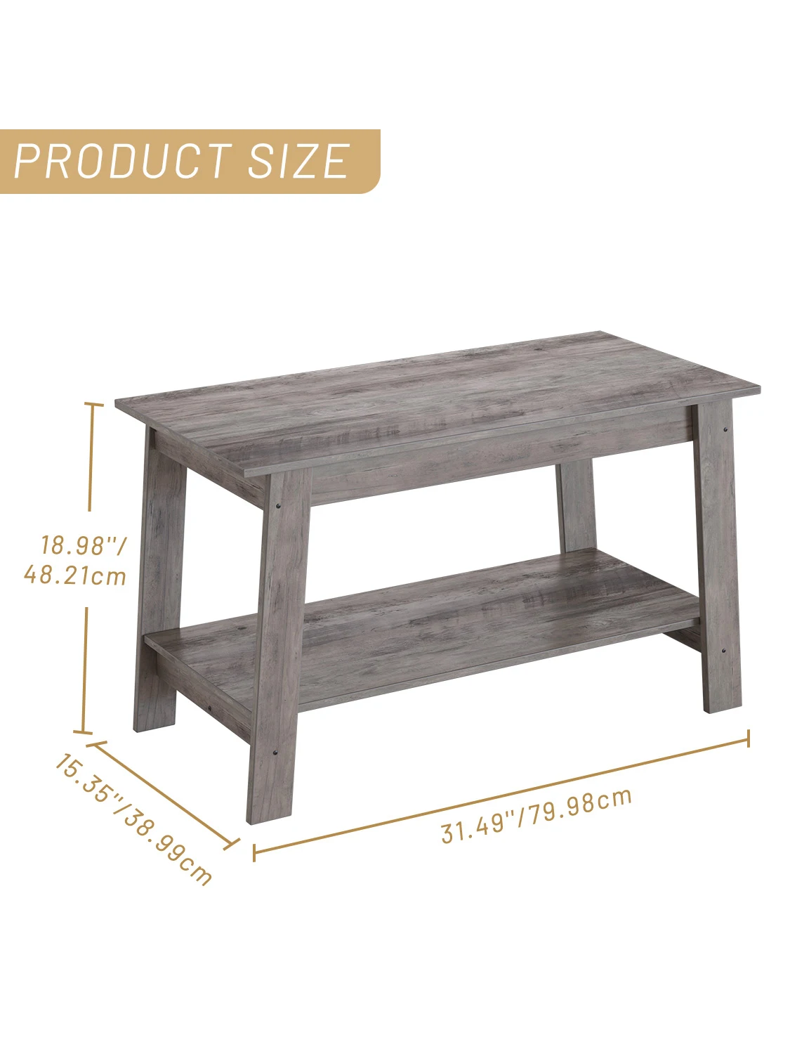 Rustic Farmhouse Wood Coffee Table with Storage Shelf, Rectangular Small Center Side Table for Living Room, Easy Assembly