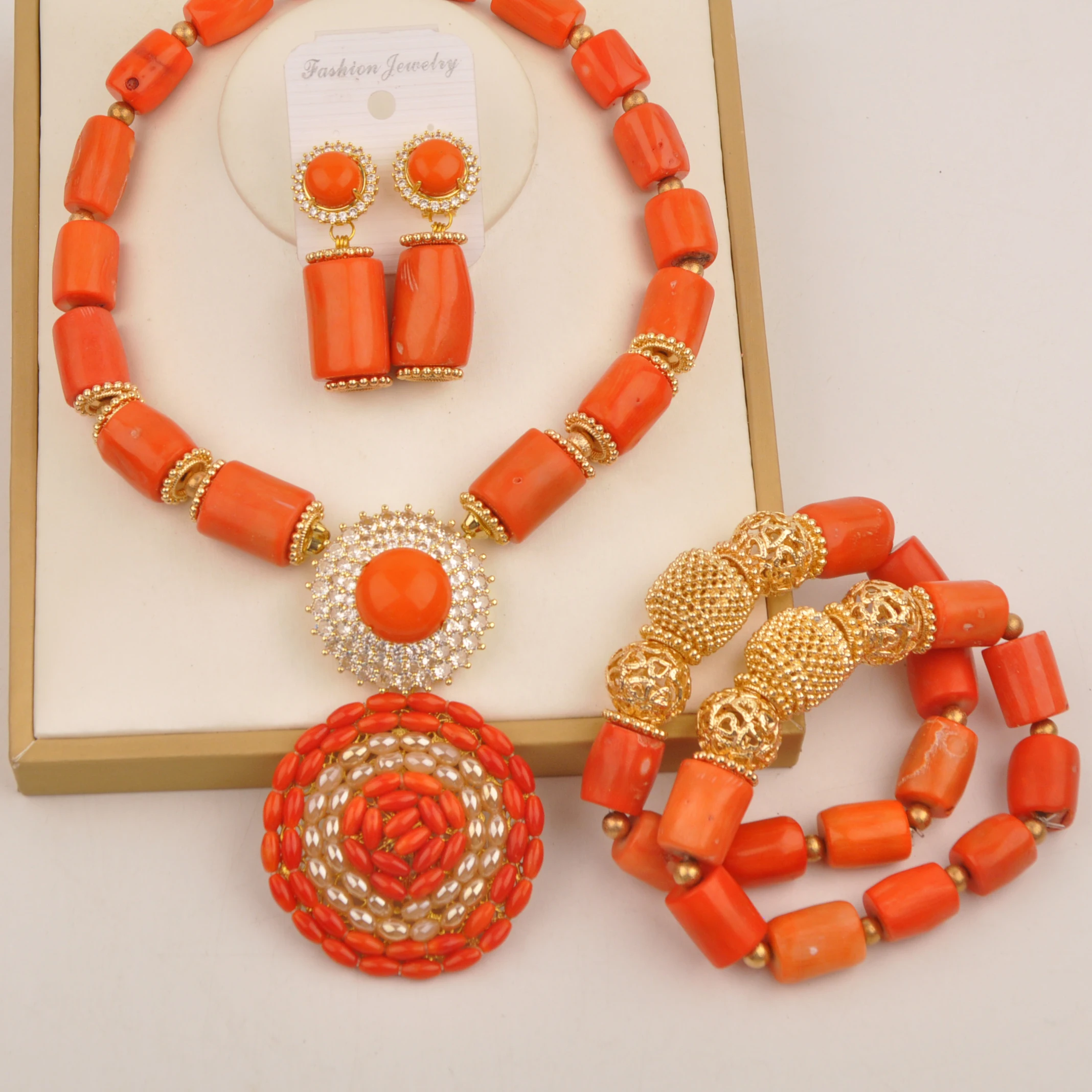 

Fashion Orange Coral Beads Jewelry Sets