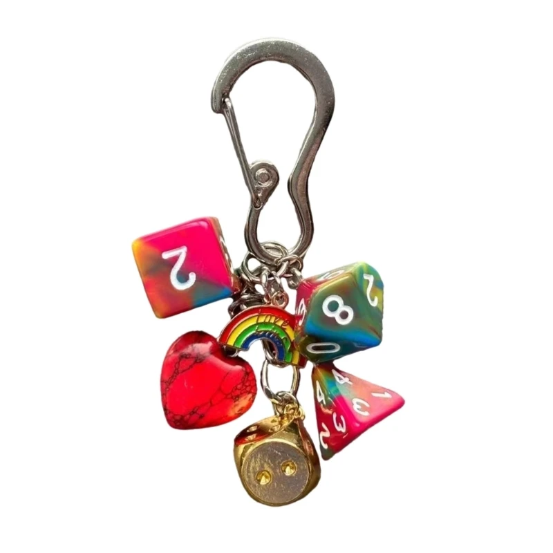 Sturdy Resin Dices Keychain Pendant Portable Keyring Charm for Secure Attachment R3MC