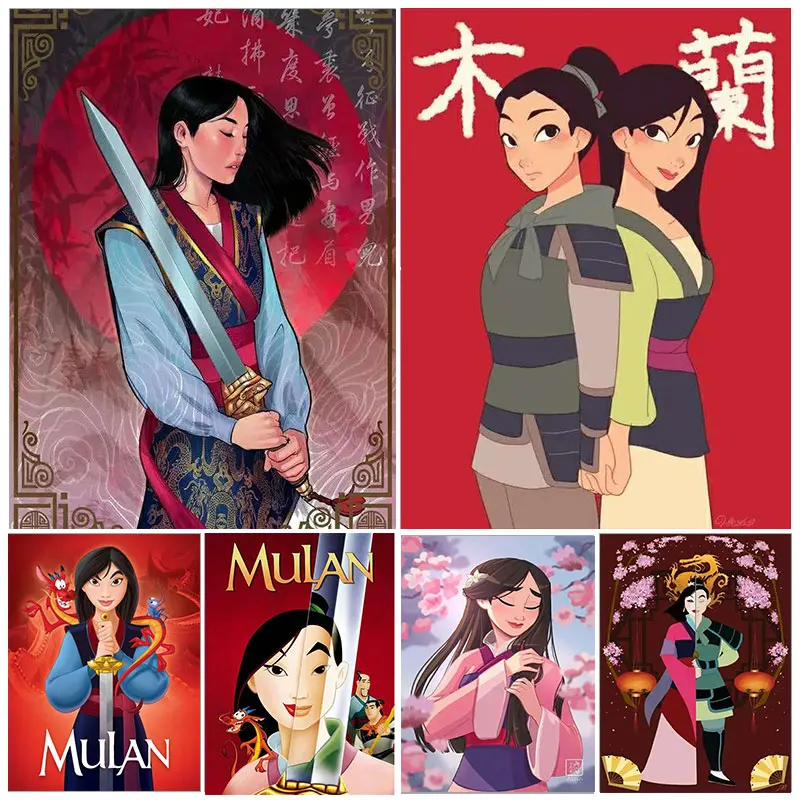 Impresiones de Disney, pintura en lienzo, cómic Mulan, carteles de dibujos animados, obra de arte de pared, imágenes modulares, decoración del hogar para sala de estar y dormitorio