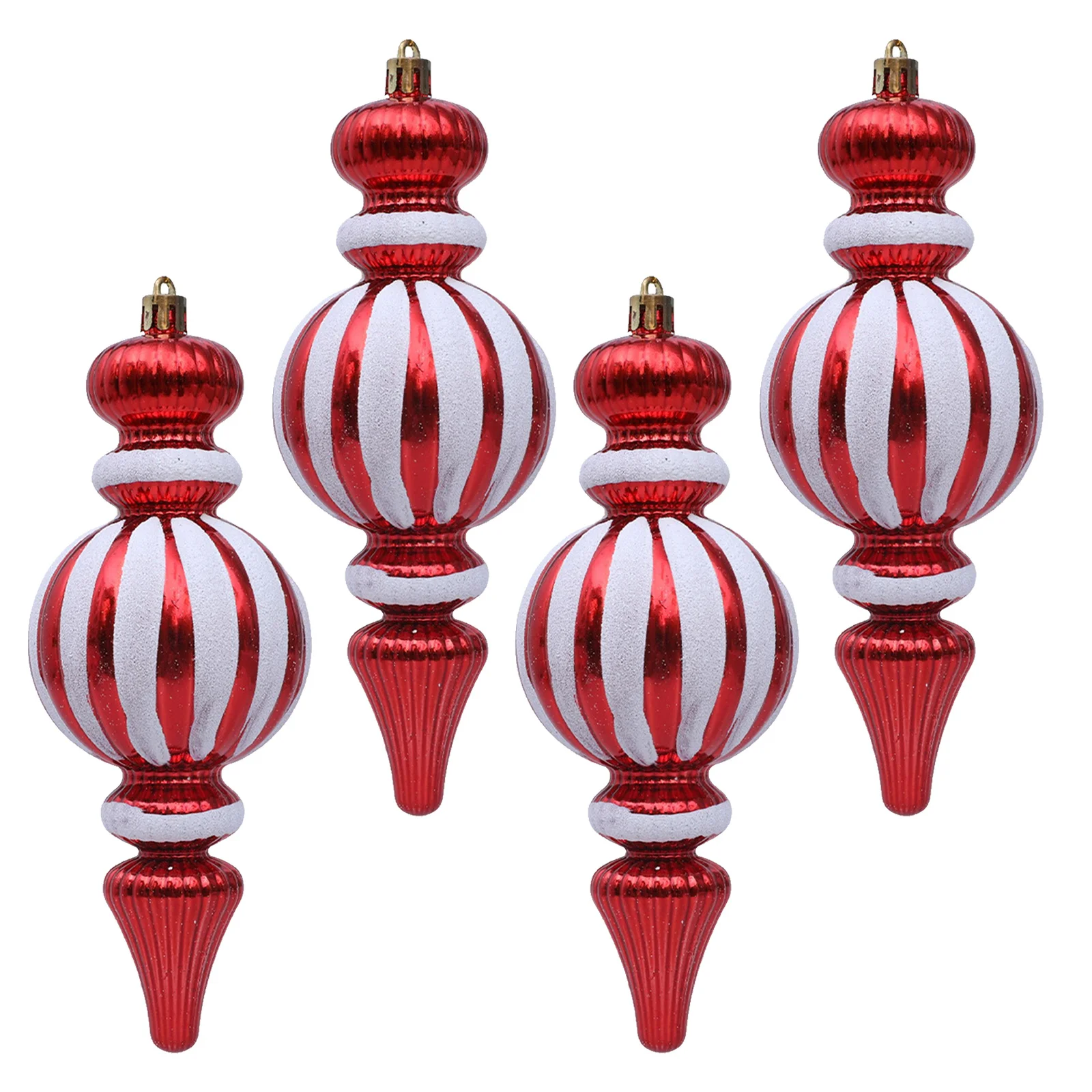 

4Pcs Red White Gourd Hanging Ornaments Festive Christmas Tree Decorations Holiday Party Accessories Striped Bauble Hangers