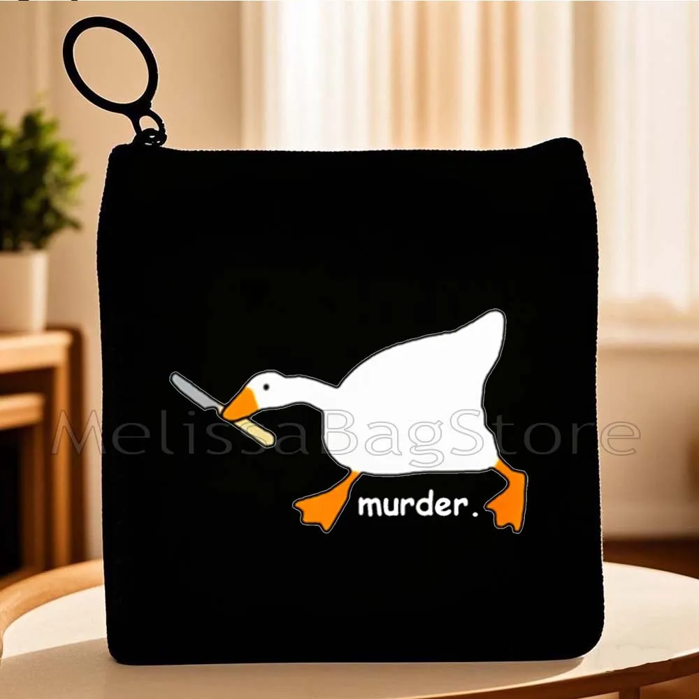 Funny Honk Untitled Goose Game Lovely Meme Noot Duck Cute Cartoon Animal Canvas Coin Purse Bag Square Key Card Bag Wallet Pouch