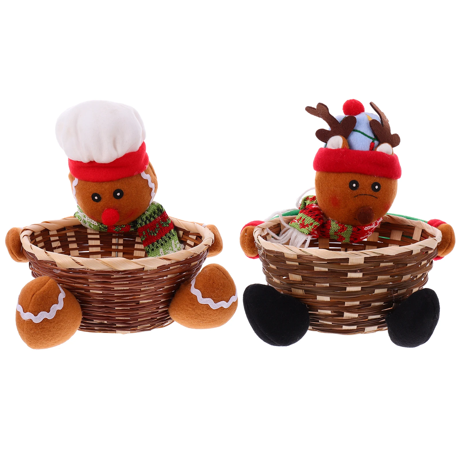 

2pcs Candy Baskets Christmas Buckets Lids Xmas Decorations Containers Snack Storage Holiday Gifts Kitchen Bar Accessories
